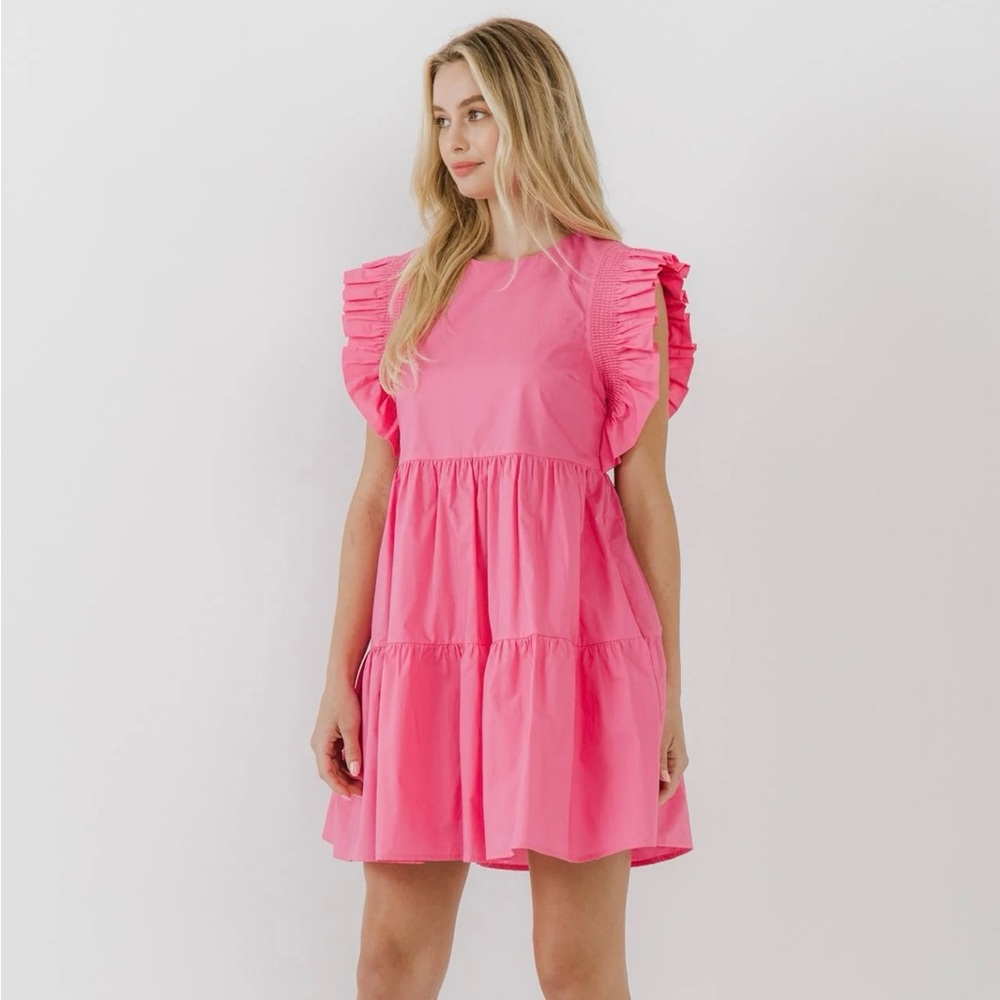 English factory Ruffled babydoll mini dress NWT